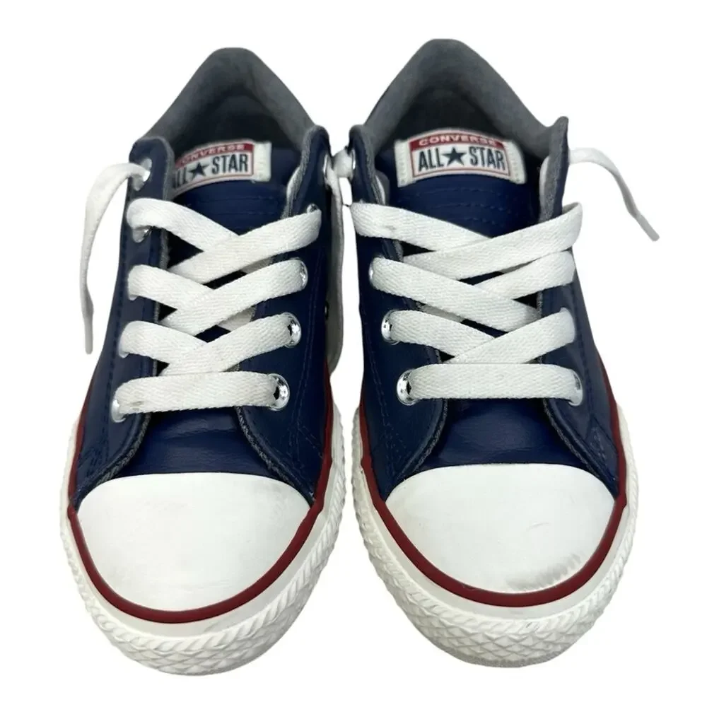 CONVERSE   All Star Chuck Taylors, Navy Blue Leather Youth Sneaker Size 1